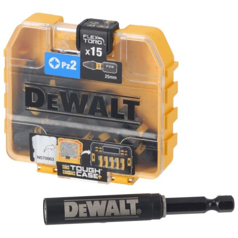 ZESTAW BITOW PZ2 25MM X15, BIT HOLDER DEWALT DT70618T-QZ