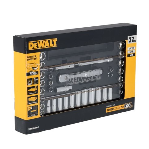 ZESTAW GRZECHOTEK 37 ELEMENTÓW Z OTWOREM 3/8", SAE/MM DEWALT DWMT45400-1