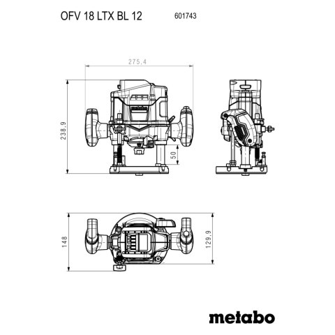 Akumulatorowa frezarka górnowrzecionowa OFV 18 LTX BL 12 Metabo 601743660