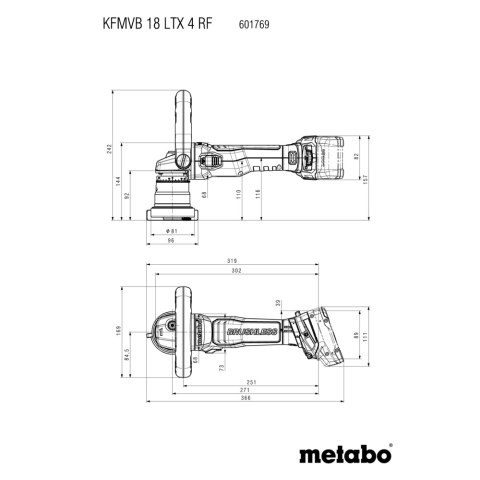Akumulatorowa frezarka krawędziowa do metalu KFMVB 18 LTX 4 RF Metabo 601769840