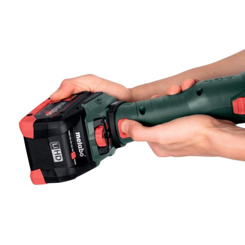 Akumulatorowa szlifierka kątowa z płaską głowicą WVBF 18 LTX BL 15-125 Quick Metabo 601308840