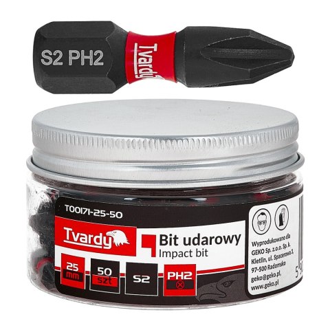 Bit udarowy PH2 25mm S2 50szt - słoik