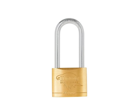 Kłódka mosiężna z długim pałąkiem wzmocniona 40mm BRASS-SERIES