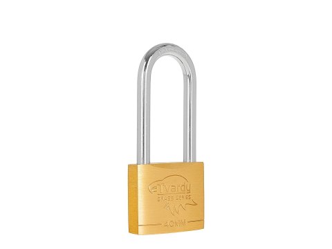 Kłódka mosiężna z długim pałąkiem wzmocniona 40mm BRASS-SERIES