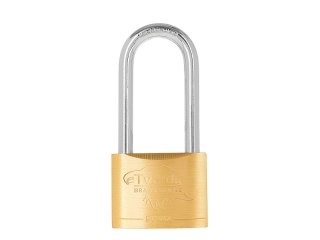 Kłódka mosiężna z długim pałąkiem wzmocniona 50mm BRASS-SERIES