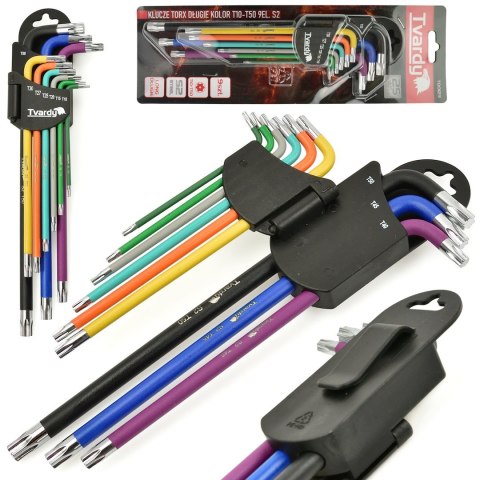 Klucze torx kolor T10-T50 9el. S2 długie-229mm