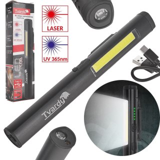 Lampa warsztatowa inspekcyjna z magnesem LED COB 5W 3W UV laser 800mAh 400lm IP44