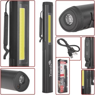 Lampa warsztatowa inspekcyjna z magnesem LED COB 5W 3W UV laser 800mAh 400lm IP44