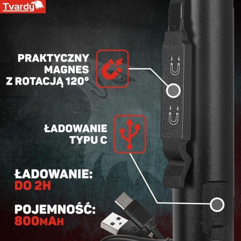 Lampa warsztatowa inspekcyjna z magnesem LED COB 5W 3W UV laser 800mAh 400lm IP44