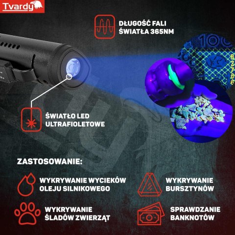 Lampa warsztatowa inspekcyjna z magnesem LED COB 5W 3W UV laser 800mAh 400lm IP44