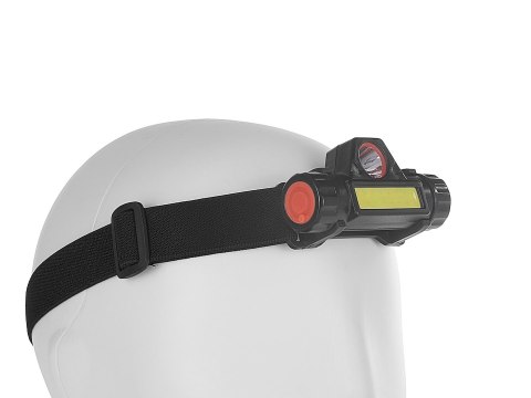 Latarka czołowa z obrotową główką LED COB 3W XPE 800mAh IP20
