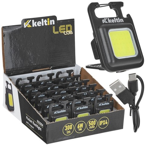 Latarka mini - kieszonkowa z magnesem LED COB 6W 500mAh 300lm IPX4 - kartonik wystawowy