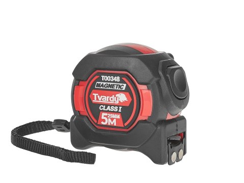 Miara zwijana nylon dwustronna z magnesem i autostopem 5m/25mm KLASA I - kartonik wystawowy