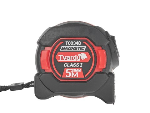 Miara zwijana nylon dwustronna z magnesem i autostopem 5m/25mm KLASA I - kartonik wystawowy