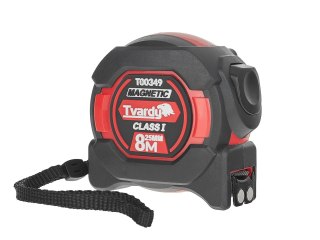Miara zwijana nylon dwustronna z magnesem i autostopem 8m/25mm KLASA I - kartonik wystawowy