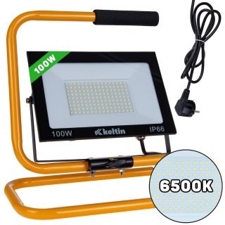 Naświetlacz LED 100W ze statywem budowlanym i przewodem - barwa biała zimna 6500K