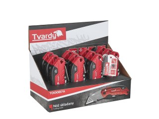 Nożyk składany FASTFOLD z ostrzem trapezowym 60x19x0.6mm SK2H TVARDY - kartonik wystawowy