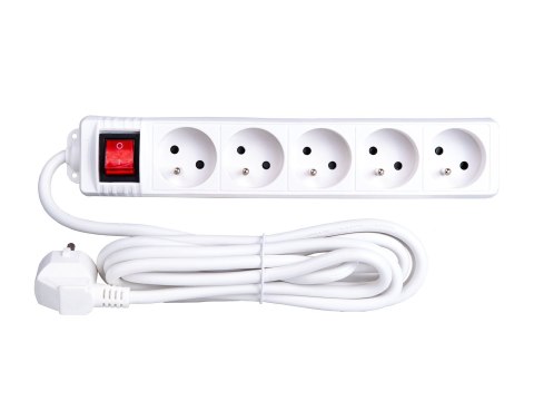 Przedłużacz elektryczny - listwa zasilająca biała 5 gniazd 3m