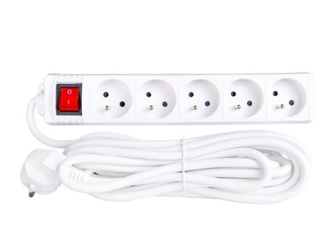 Przedłużacz elektryczny - listwa zasilająca biała 5 gniazd 5m