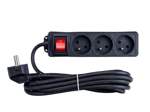 Przedłużacz elektryczny - listwa zasilająca czarna 3 gniazda 3m