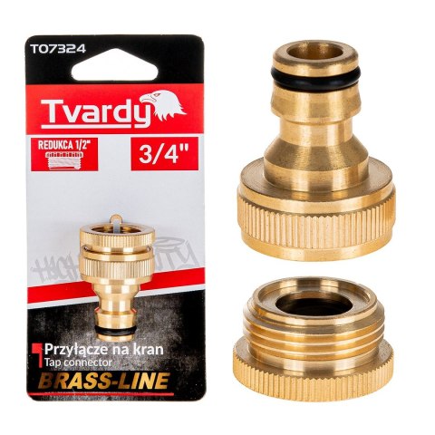 Przyłącze na kran 3/4" z redukcją 1/2" BRASS-LINE