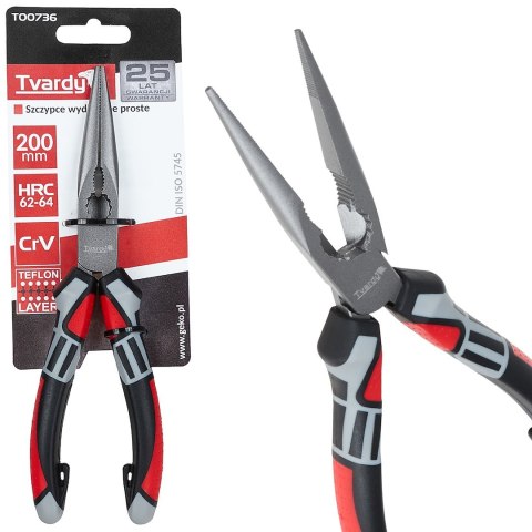 Szczypce wydłużone proste 200mm CrV