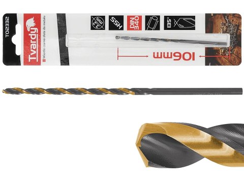 Wiertło czarno-złote do metalu przedłużane HSS M2 3.2mm (1/125/500)