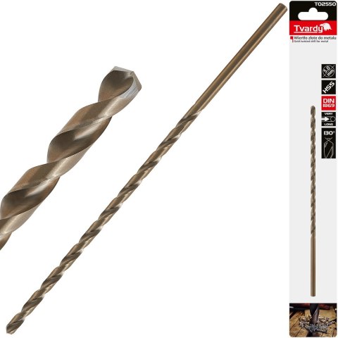 Wiertło złote do metalu długie 5.0 x 195mm HSS DIN1869