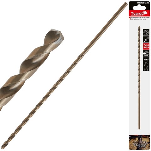 Wiertło złote do metalu długie 5.0 x 245mm HSS DIN1869