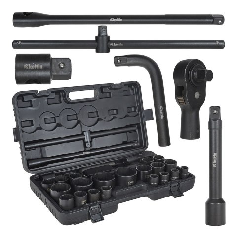 Zestaw kluczy nasadowych udarowych 26el. 3/4"/1" 12-kąt/6-kąt 17-65mm
