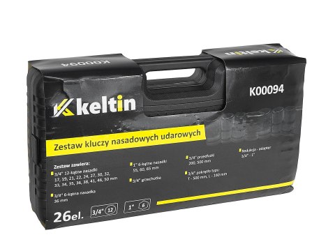 Zestaw kluczy nasadowych udarowych 26el. 3/4"/1" 12-kąt/6-kąt 17-65mm