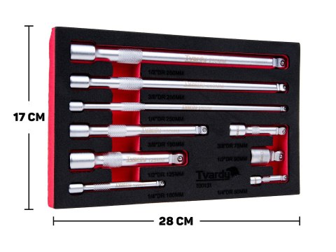 Zestaw przedłużek uchylnych 1/4" 3/8" 1/2" CrV 9szt.