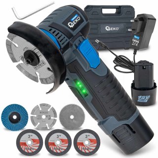 Mini szlifierka kątowa akumulatorowa bezszczotkowa 76mm 2x2.0Ah 12V GEKO