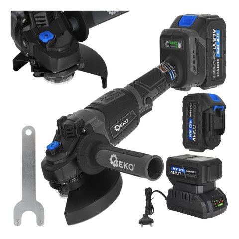 Szlifierka kątowa akumulatorowa bezszczotkowa 125mm 950W 2x4.0Ah 21V GEKO