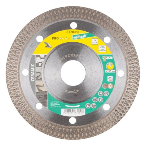 1 Tarcza diamentowa PRO CERAMIC TURBO 115, Wolfcraft