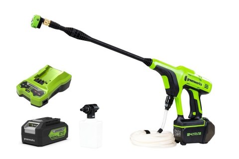 24V myjka ciśnieniowa Greenworks G24PWK4 zestaw ładowarka aku 4Ah