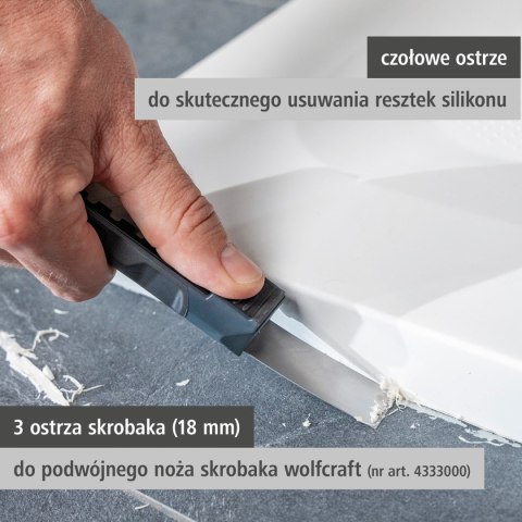 3 ostrza zapasowe do noża do skrobania z podwójnym ostrzem 4333, wolfcraft