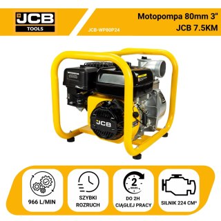 Motopompa spalinowa JCB WP80P24 80mm 7,5KM (woda czysta)