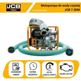Motopompa spalinowa JCB WP80P24 80mm 7,5KM zestaw (woda czysta)