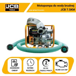 Motopompa spalinowa JCB WP80TP24 80mm 7,5KM zestaw (woda brudna)