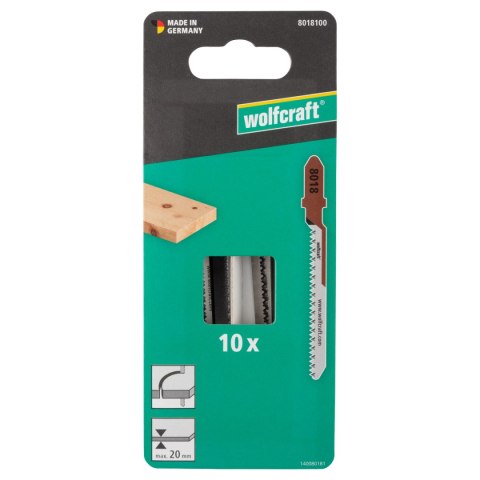 Brzeszczoty do wyrzynarek 20 mm, sklejki, dokładne cięcie po krzywych 10 szt. wolfcraft