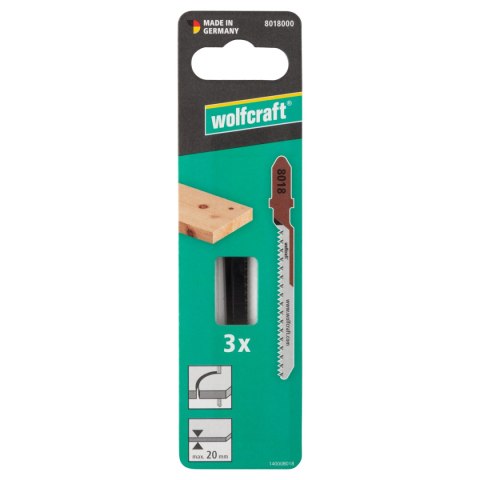 Brzeszczoty do wyrzynarek 20 mm, sklejki, dokładne cięcie po krzywych 3 szt. wolfcraft