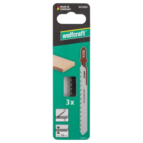 Brzeszczoty do wyrzynarki 50 mm , sklejka multiplex, dokładne cięcie 3 szt. wolfcraft