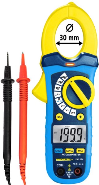Cyfrowe cęgi prądowe PAN 124 400 A AC CAT III 600 V o = 30 mm