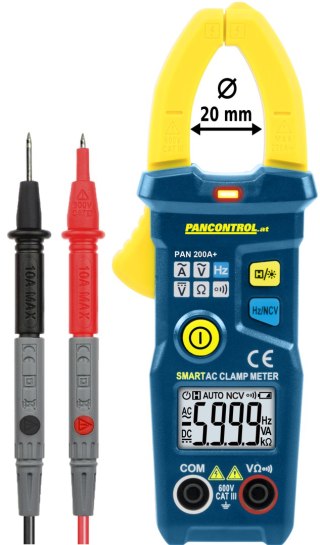 Cyfrowe cęgi prądowe PAN 200A 200 A AC CAT III 600V o = 20 mm
