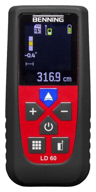 Dalmierz laserowy BENNING LD60 LCD kolorowy 650nm klasa II zasięg 60m IP54
