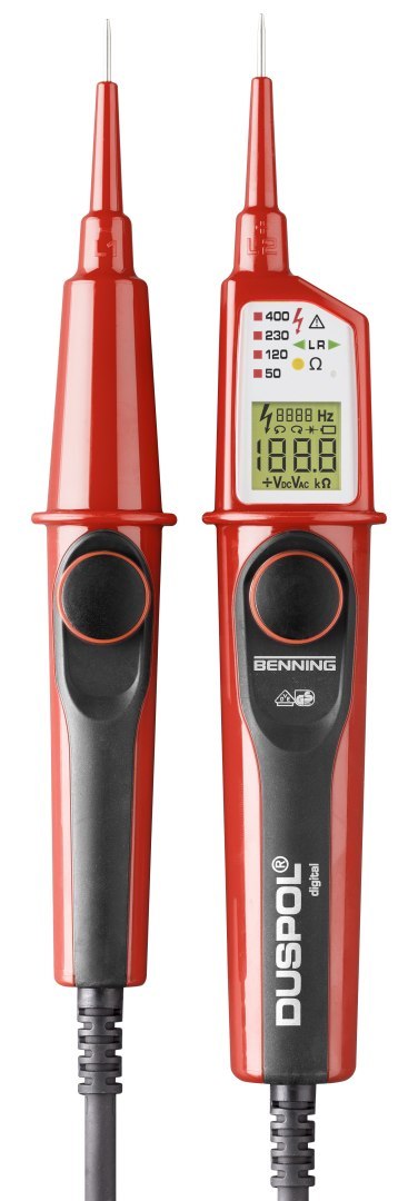 Duspol Digital dwubiegunowy wskaźnik napięcia BENNING LCD 12-1000V AC 12-1200V DC CAT IV 600V CAT III 1000V IP65