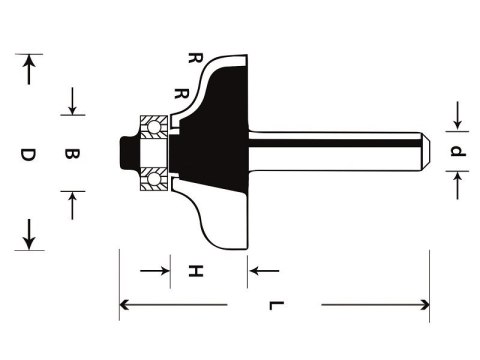 Frez profilowy 38/15,9/r 6,3 ABRABORO - TCT, Typ C