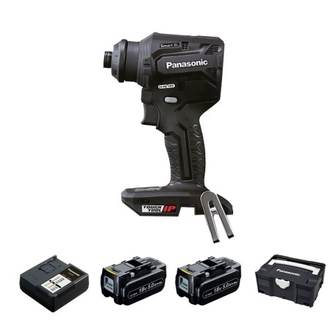 Kompaktowa i lekka wiertarko-wkrętarka 18V Panasonic EY1DD2N18A2B32 w systainerze, 2 x 18V/5,0 Ah i ładowarka, w zestawie uchwyt