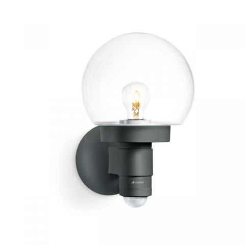 Lampa elewacyjna z czujnikiem ruchu i zmierzchu Steinel L 115 S PIR E27 max 60W IP44 IK03 230V antracyt / szkło / tworzywo szt